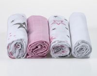Mullwindeln, 4er Set, Design Sterne/rosa, 80x80cm