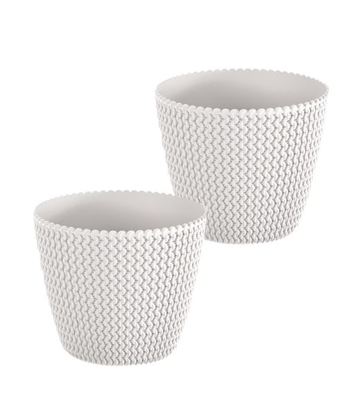 Blumentopf in Strickoptik, ca. 5 Liter, Weiß - 2er Set