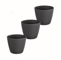 Blumentopf in Strickoptik, ca. 3 Liter, Anthrazit - 3er Set