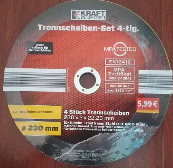 Diamant-Trennscheiben-Set 4 tlg. Ø 230 mm