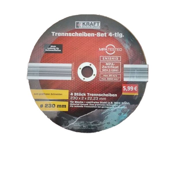Diamant-Trennscheiben-Set 4 tlg. Ø 230 mm