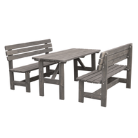Promadino Holz-Garnitur Summer grau 2 Bänke + 1 Tisch