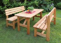 Promadino Holz-Garnitur Summer honigbraun 2 Bänke + 1 Tisch