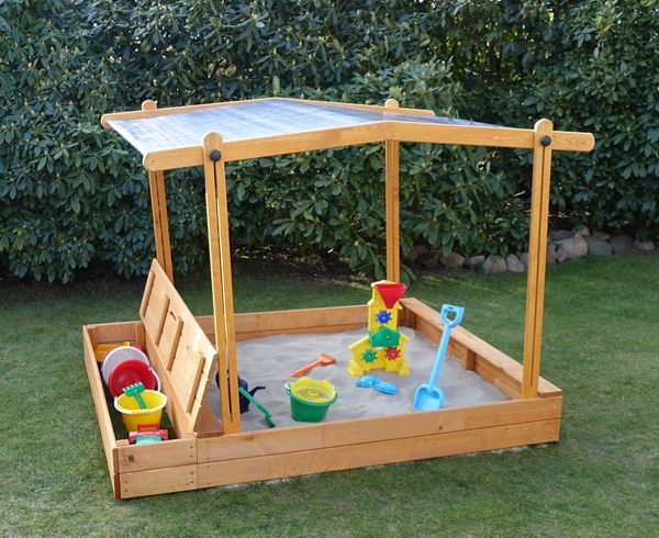 Promadino Sandkasten "MULTI" + Sitzbox + Sonnendach