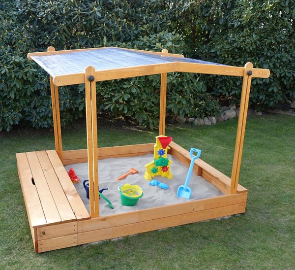 Promadino Sandkasten "MULTI" + Sitzbox + Sonnendach