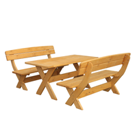 Promadino Holz-Garnitur München honigbraun 2 Bänke + 1 Tisch