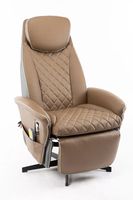 Elektrischer Massagesessel Relaxsessel hellbraun Lederoptik