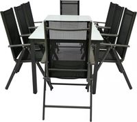 Alu-Gartenset 189 Mattglas, Tisch + 8 Stühle