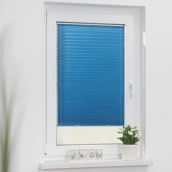 Plissee Haftfix, ohne Bohren Blau, 80 cm x 130 cm (B x L)