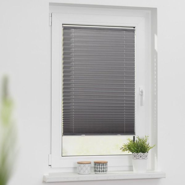 Plissee Haftfix, ohne Bohren Grau, 65 cm x 130 cm (B x L)