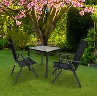 Alu-Gartenset 80 Mattglas, Tisch + 2 Stühle