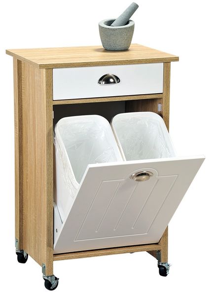 Küchenwagen mit Mülltrennsystem Sonoma Eiche