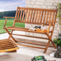Casaria Gartenbank Eukalyptus klappbar 120 x 90 x 55cm braun