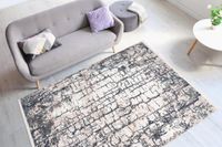 flacher Teppich Grau / Blau 160cm x 230cm