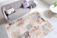 Used-Look Teppich Grau / Lachsrosa 200cm x 300cm