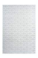 Hochflorteppich Weiß / Graublau 80cm x 150cm