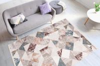Fransenteppich Grau / Lachsrosa 120cm x 180cm