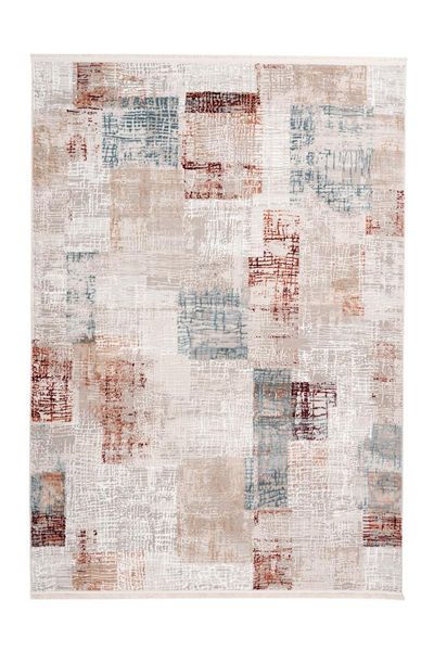 Used-Look Teppich Grau / Lachsrosa 80cm x 150cm