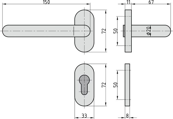 ZB 3150 PZ ½ Schmalrahmen-Garnitur (innen)