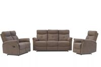 3tlg. Relaxsofa-Set mit 5 Relaxfunktionen - Braun