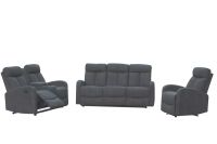 3tlg. Relaxsofa-Set mit 5 Relaxfunktionen - Grau