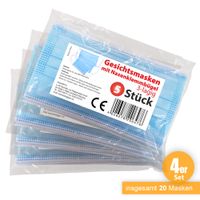Gesichtsmaske mit Nasenklemmbügel 3-lagig 20er Pack