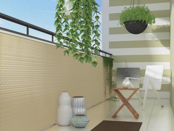 Polyrattan Balkonsichtschutz - Braun 0,9m x 3m