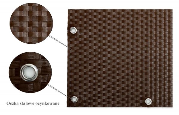 Polyrattan Balkonsichtschutz mit Metallösen - Braun 0,9m x 5m