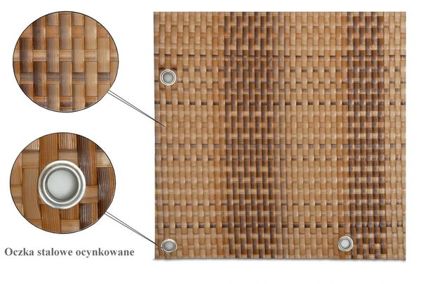 Polyrattan Balkonsichtschutz mit Metallösen - Stroh 0,9m x 5m