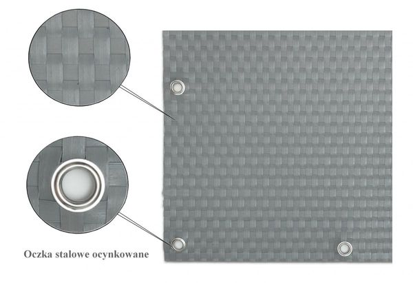 Polyrattan Balkonsichtschutz mit Metallösen - Hellgrau 0,9m x 5m
