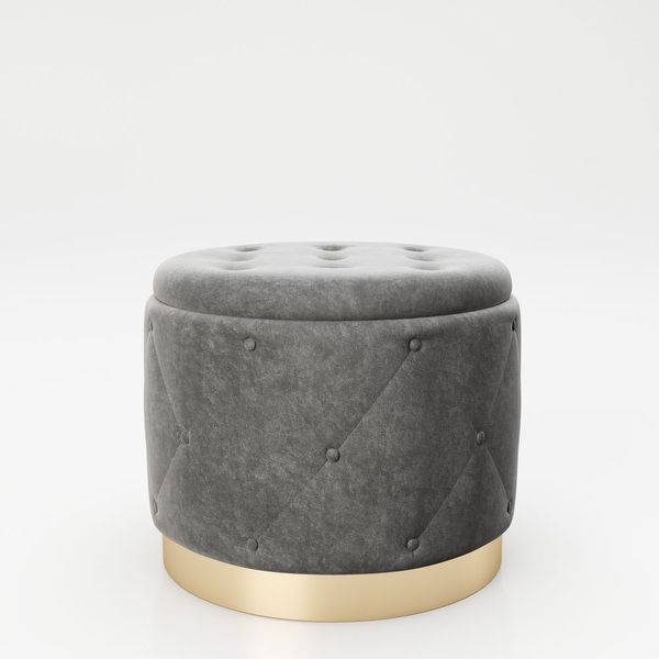 runder Pouf LIZ Grau