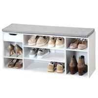 Universal-/ Schuhschrank mit Sitzkissen und Schublade - Weiß