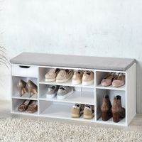 Universal-/ Schuhschrank mit Sitzkissen und Schublade - Weiß