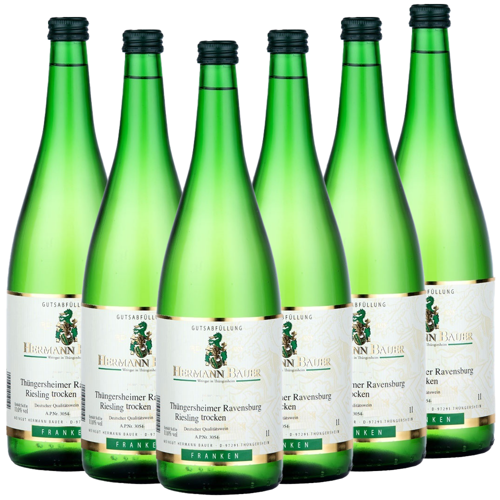 Thüngersheimer Ravensburg Riesling QbA trocken - 6er Karton Weingut Hermann Bauer Norma24 DE