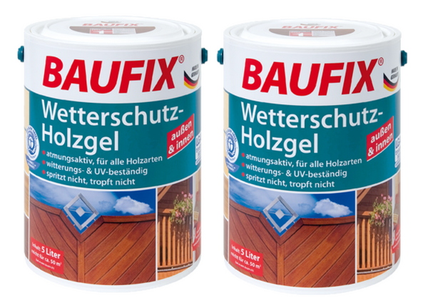 Wetterschutz-Holzgel kastanie 5 L 2-er Set