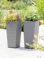 Rattan Pflanzkübel - Grau, 2er-Set