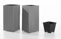 Rattan Quader Pflanzkübel - Grau, 2er-Set