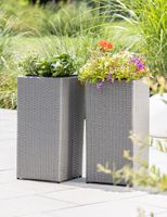 Rattan Quader Pflanzkübel - Grau, 2er-Set