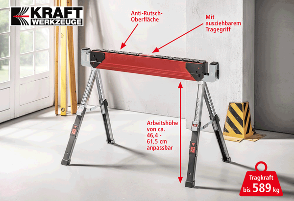 Arbeitsbock höhenverstellbar,  589 kg Traglast