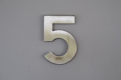 Edelstahl Hausnummer "5"