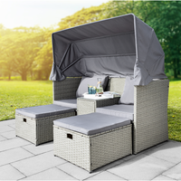 Strandkorblounge inkl. integriertem Tisch mit Glasplatte