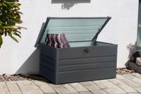 Metall-Aufbewahrungsbox, Kissenbox, Gartentruhe, ca. 132 x 61 x 62 cm – Anthrazit