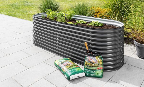 Stahl Oval Hochbeet XL - Anthrazit