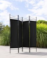 Paravent 4-teilige Raumteiler 180 x 163 cm schwarz