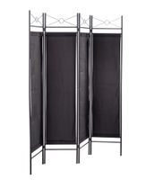 Paravent 4-teilige Raumteiler 180 x 163 cm schwarz