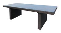 Garten Rattan Tisch mit Sicherheitsglasplatte 240 x 100 x 72 cm