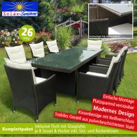 Gartenmöbel Rattan-Set, Tisch mit 8 Stühle