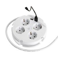 Rundsteckdose 4-fach mit 2 USB-Anschlüssen