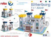 Ritterburg '3in1', Holz Burg Set, 2 Burgen steckbar zu einem großen Fort