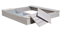 Sandkasten Outdoor+ mit 2 Spielwannen, Holzsandkasten aus wetterfestem Massivholz, grau lasiert